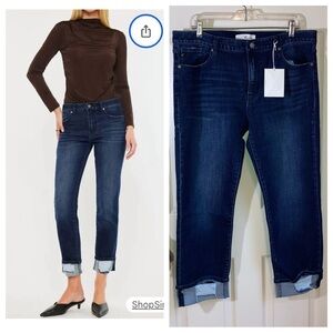 NWT KanCan Mid Rise Skinny Straight Crop Cuffed Dark Wash Jeans sz 15 / 31